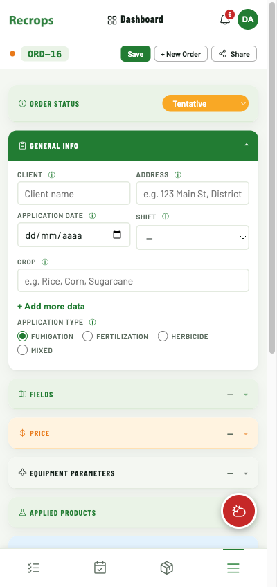 Recrops — Service Orders