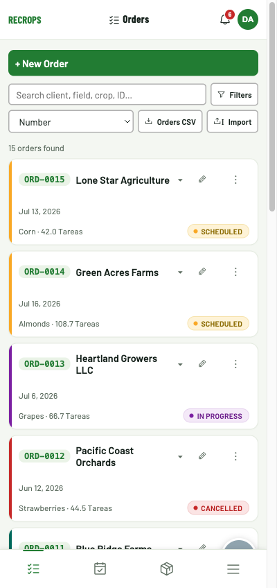 Recrops — Order History